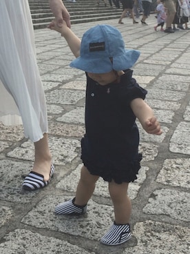 「RALPH LAUREN（ラルフ ローレン）のアイテム（ワンピース、ブルー系）」を使った、ouiさん（キッズ・110cm）の夏コーディネート