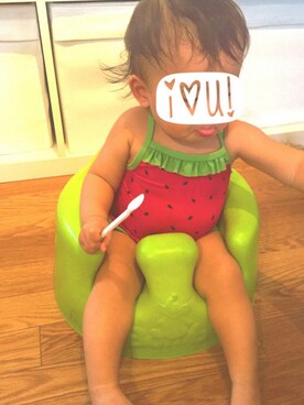 「アイテム（水着、レッド系）」を使った、ouiさん（キッズ・80cm）の秋コーディネート