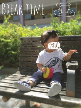 「b・ROOM（ビールーム）のジャンクフードデザイン半袖Ｔシャツ（Tシャツ/カットソー、その他）」を使った、ouiさん（キッズ・110cm）の秋コーディネート