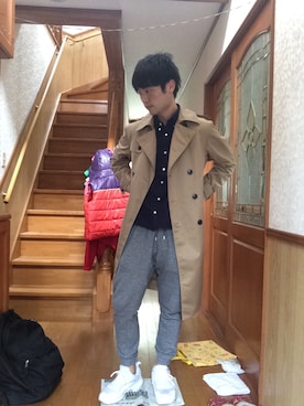 「JOURNAL STANDARD relume（ジャーナルスタンダード　レリューム）のアイテム（トレンチコート）」を使った、yoshikiさん（メンズ・169cm）の秋コーディネート