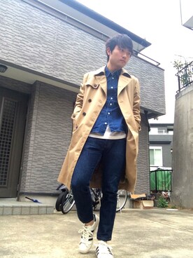「JOURNAL STANDARD relume（ジャーナルスタンダード　レリューム）のアイテム（トレンチコート）」を使った、yoshikiさん（メンズ・169cm）の冬コーディネート