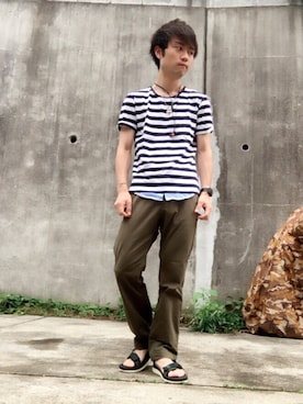「アイテム（バングル/リストバンド）」を使った、yoshikiさん（メンズ・169cm・20代）の夏コーディネート