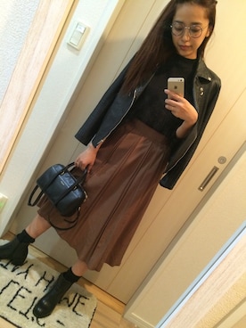 「Saint Laurent（サンローラン）のアイテム（バッグ）」を使った、近藤千尋さん（レディース・160cm）の秋コーディネート