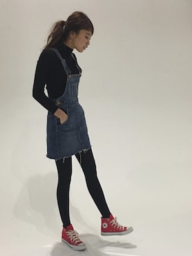 「SLY（スライ）のアイテム（つなぎ/オールインワン）」を使った、近藤千尋さん（レディース・160cm）の冬コーディネート