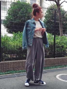 「MICOAMERI（ミコアメリ）のアイテム（パンツ）」を使った、近藤千尋さん（レディース・160cm）の冬コーディネート