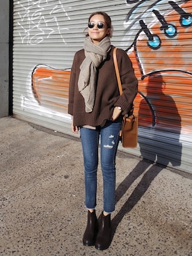 「アイテム（トップス、ブラウン系）」を使った、ZEMMAWORLDさん（レディース・164cm）の冬コーディネート