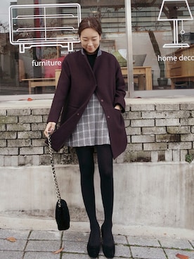 「黒タイツ」｜ZEMMAWORLDさん（レディース・164cm）の冬コーディネート