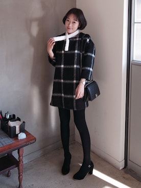 「黒タイツ」｜ZEMMAWORLDさん（レディース・164cm）の冬コーディネート