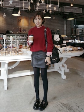 「黒タイツ」｜ZEMMAWORLDさん（レディース・164cm）の冬コーディネート