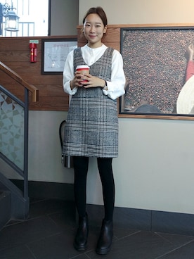 「黒タイツ」｜ZEMMAWORLDさん（レディース・164cm）の冬コーディネート