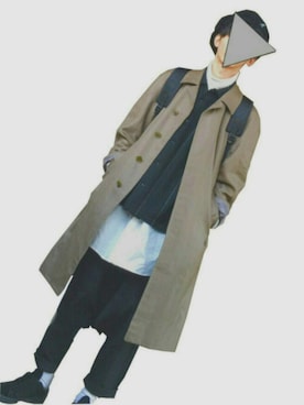 「BLACK COMME des GARÇONS」｜「アイテム（ステンカラーコート）」を使った、Oさん（メンズ・175cm）の冬コーディネート