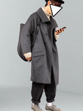 「TROVE（トローヴ）のアイテム（ステンカラーコート）」を使った、Oさん（メンズ・175cm）の秋コーディネート