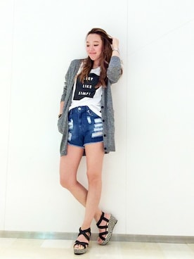 「ロングカーディガン」｜maoさん（レディース・168cm）の夏コーディネート