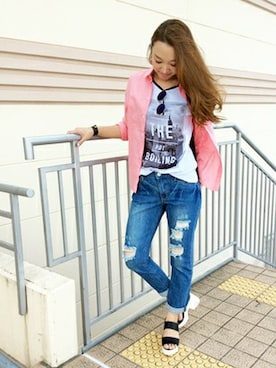 「ボーイフレンドデニム」｜maoさん（レディース・168cm）の夏コーディネート