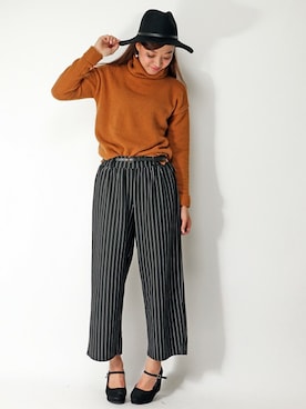 「ツバ広ハット」｜maoさん（レディース・168cm）の秋コーディネート