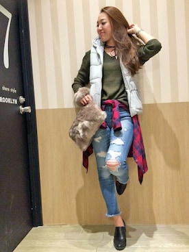 「VENCEEXCHANGE（ヴァンスエクスチェンジ）のアイテム（ブルゾン）」を使った、maoさん（レディース・168cm）の秋コーディネート