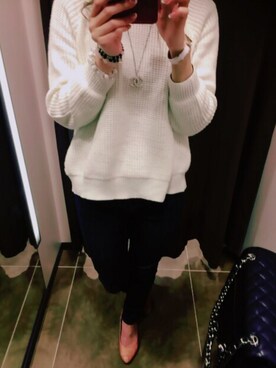「UNIQLO（ユニクロ）のアイテム（デニムパンツ、ブルー系）」を使った、risaさん（レディース・152cm）の春コーディネート