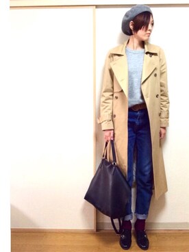 「Doシンプル部」｜「アイテム（ハンチング/ベレー帽）」を使った、shihomiさん（レディース・168cm）の秋コーディネート