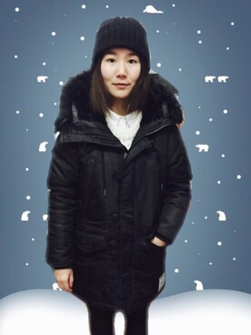 「PANCOATのアイテム」を使った、inearly沫さん（レディース・160cm）の冬コーディネート