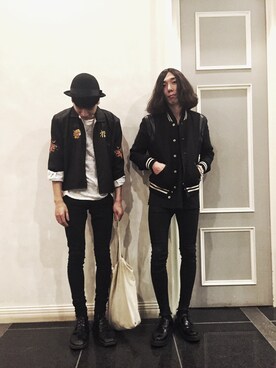 「SAINT LAURENT PARIS（サンローランパリ）のアイテム（ブルゾン）」を使った、sa.sh.ooさん（メンズ・175cm）の春コーディネート