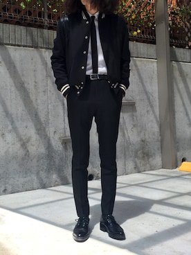 「SAINT LAURENT PARIS（サンローランパリ）のアイテム（ブルゾン）」を使った、sa.sh.ooさん（メンズ・175cm）の春コーディネート