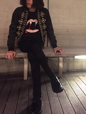 「SAINT LAURENT PARIS（サンローランパリ）のアイテム（ブルゾン）」を使った、sa.sh.ooさん（メンズ・174cm）の秋コーディネート