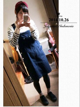 「archives（アルシーヴ）のアイテム（サロペット/オーバーオール）」を使った、E M i さん（レディース・154cm）の秋コーディネート