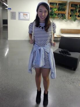 「stripes」｜「アイテム（アクセサリー）」を使った、Soheeさん（レディース・157cm）の秋コーディネート