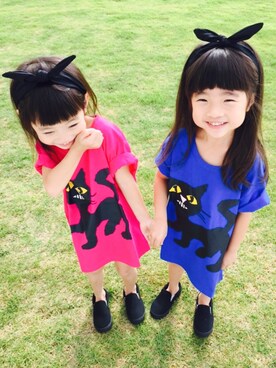 「BLEU H. （ブルーオリゾン）のアイテム」を使った、ひよ。こは。さん（キッズ・100cm）の夏コーディネート
