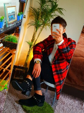 「SCOTCH&SODA（スコッチアンドソーダ）のアイテム（チェスターコート）」を使った、船越 燎さん（メンズ・173cm）の秋コーディネート