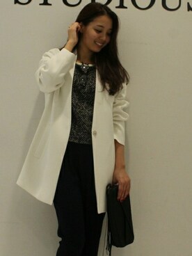 「STUDIOUS（ステュディオス）のアイテム（ノーカラージャケット）」を使った、ayakaさん（レディース・160cm）の秋コーディネート