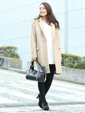 「ロング」｜「アイテム（チェスターコート）」を使った、ayakaさん（レディース・160cm）の秋コーディネート