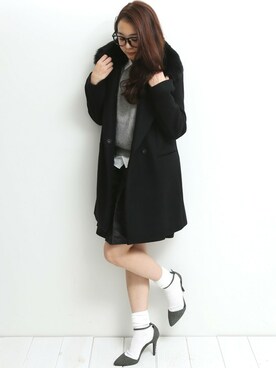 「白シャツ×ニット」｜「アイテム（ジャケット/アウター）」を使った、ayakaさん（レディース・160cm）の秋コーディネート