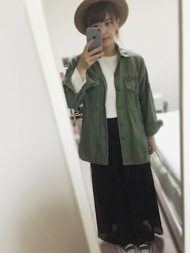 「SPINNS（スピンズ）のアイテム（ミリタリージャケット）」を使った、aya”さん（レディース・155cm）の秋コーディネート