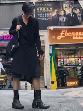 「DRKSHDW by RICK OWENS（ダークシャドウ バイ リックオウエンス）のアイテム（かごバッグ）」を使った、Iam Will Iamさん（メンズ・176cm）の秋コーディネート