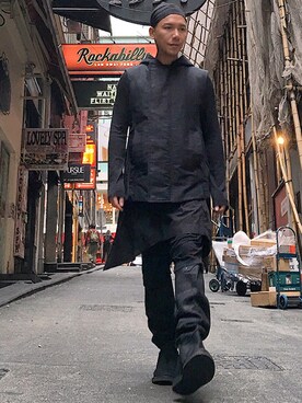 「RICK OWENS」｜「アイテム（マウンテンパーカー）」を使った、Iam Will Iamさん（メンズ・176cm）の冬コーディネート