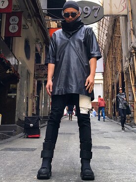 「RICK OWENS」｜「アイテム（その他トップス）」を使った、Iam Will Iamさん（メンズ・176cm）の冬コーディネート
