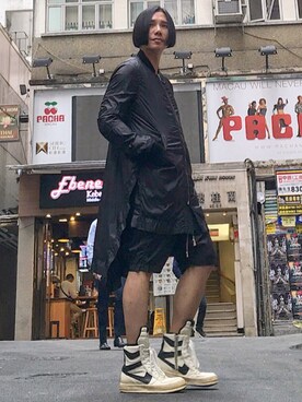 「RICK OWENS」｜「アイテム（ナイロンジャケット）」を使った、Iam Will Iamさん（メンズ・176cm）の春コーディネート