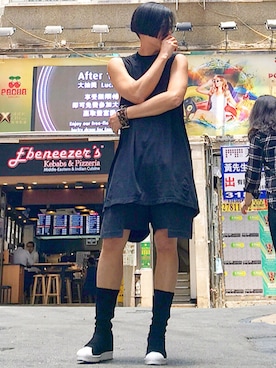 「RickOwens×adidas」｜「アイテム（ブーツ）」を使った、Iam Will Iamさん（メンズ・176cm）の春コーディネート