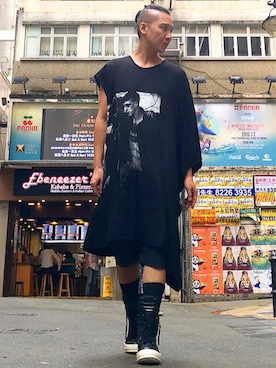 「RICK OWENS」｜「アイテム（その他トップス）」を使った、Iam Will Iamさん（メンズ・176cm）の夏コーディネート