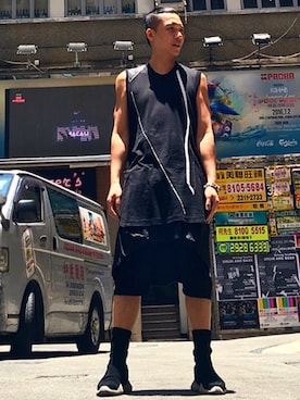 「RickOwens×adidas」｜「アイテム（ブーツ）」を使った、Iam Will Iamさん（メンズ・176cm）の夏コーディネート