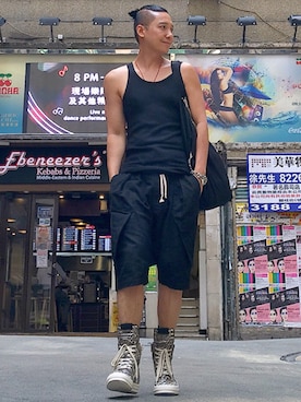 「RICK OWENS」｜「アイテム（アナログ腕時計）」を使った、Iam Will Iamさん（メンズ・176cm）の夏コーディネート