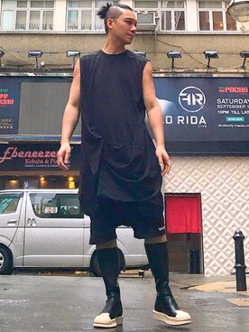 「RickOwens×adidas」｜「アイテム（ブーツ）」を使った、Iam Will Iamさん（メンズ・176cm）の秋コーディネート
