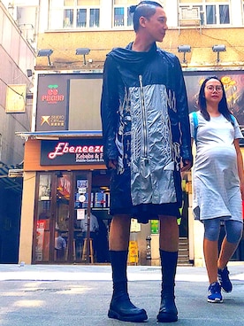 「RICK OWENS」｜「アイテム（ナイロンジャケット）」を使った、Iam Will Iamさん（メンズ・176cm）の秋コーディネート