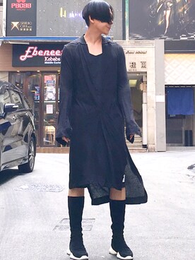「RickOwens×adidas」｜「アイテム（ブーツ）」を使った、Iam Will Iamさん（メンズ・176cm）の秋コーディネート