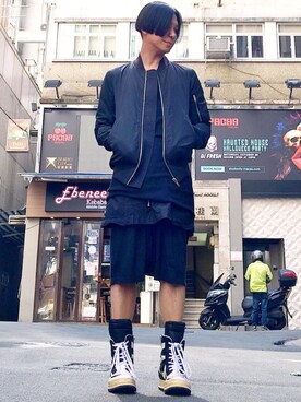 「RICK OWENS」｜「アイテム（ナイロンジャケット）」を使った、Iam Will Iamさん（メンズ・176cm）の秋コーディネート