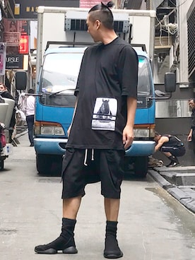 「RICK OWENS」｜「アイテム（ブーティ）」を使った、Iam Will Iamさん（メンズ・176cm）の秋コーディネート