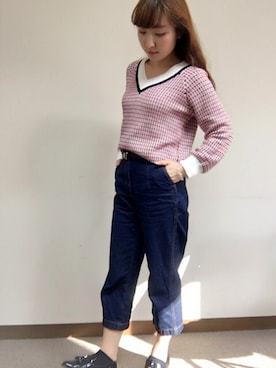 「テーパードデニム」｜Ⓜ︎ℹ︎w@nneさん（レディース・157cm）の春コーディネート