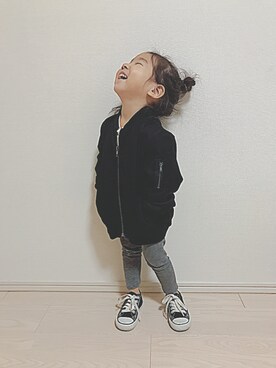「no brand（ノーブランド）のアイテム（ブルゾン）」を使った、Koharu.さん（キッズ・90cm）の秋コーディネート