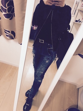 「VERSACE（ヴェルサーチ）のアイテム（ブルゾン）」を使った、ぱな麻呂さん（レディース・148cm）の秋コーディネート